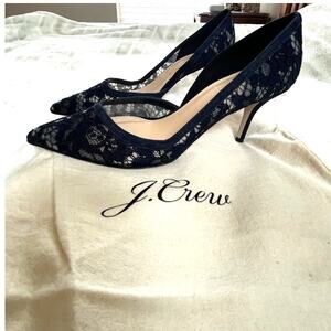 J.Crew | Colette D'Orsay Pumps in Lace, Size 7.5 Navy Black
